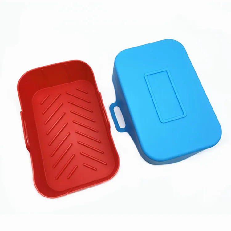 Rectangle Reusable  Air  Fryer Pot Food Safe Air Fryer Silicone Basket Liner Silicone Baking Pan