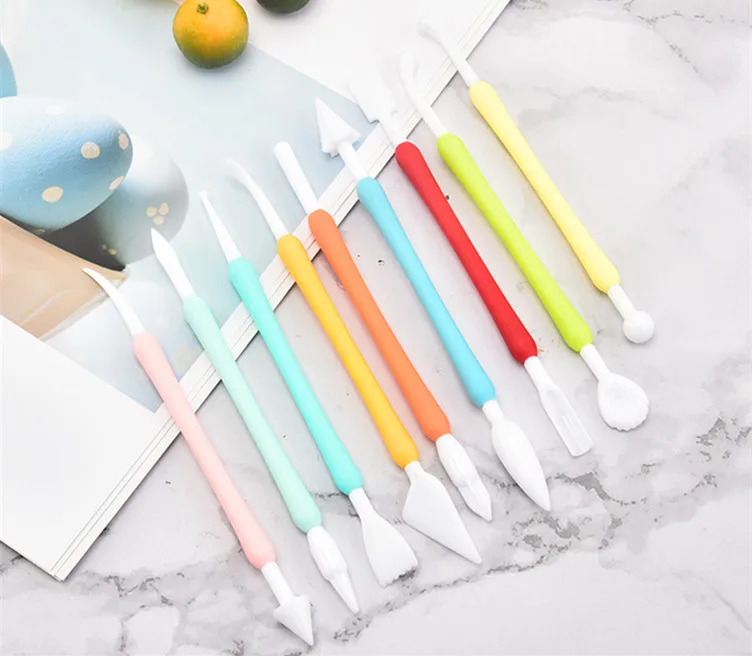 9Pcs Fondant Modeling Tools Set, Gumpaste Decorating Modeling Tools Cake Marshmallow Sculpting Tools Set for Cookie Cake Decor