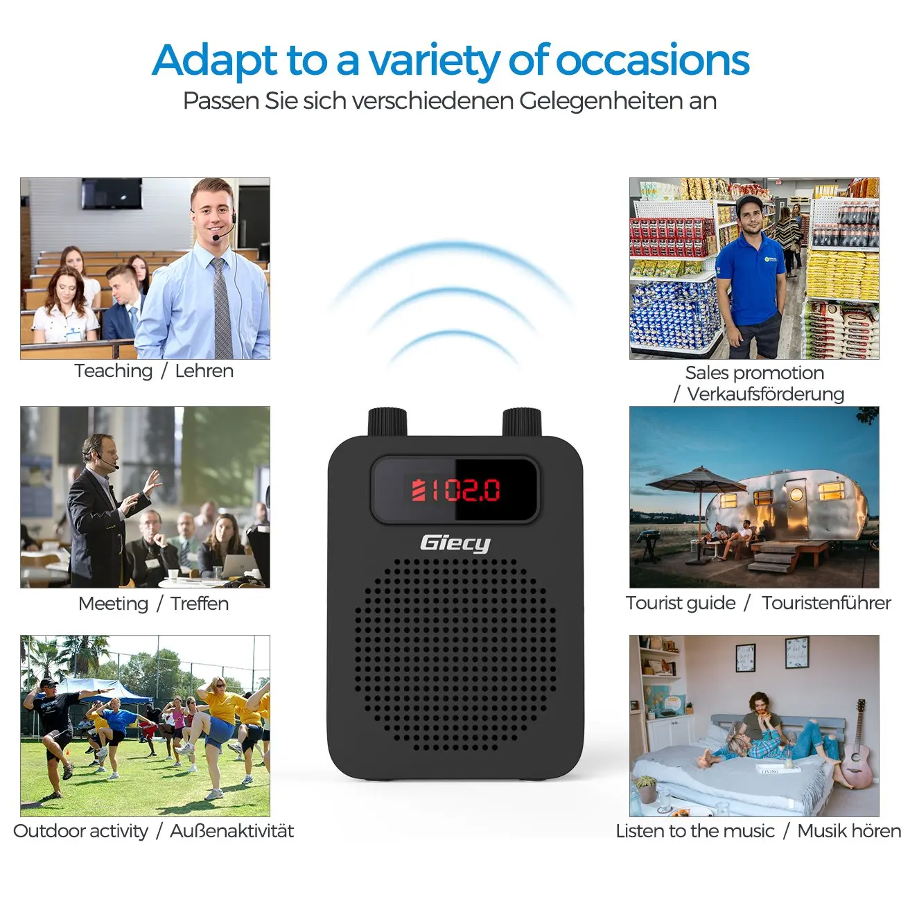 
Giecy 103 Best Selling Wireless Teachers Waistband Voice Amplifier with Head Worn Mic 