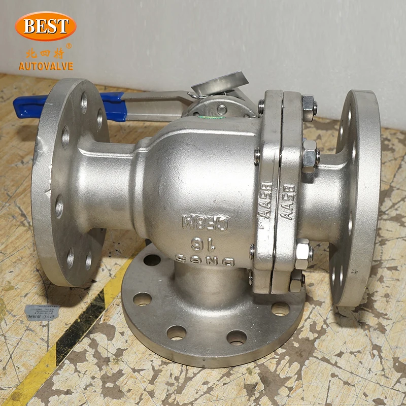 Q4232-B Three Way L Type Stainless Steel Flange Ball Valve