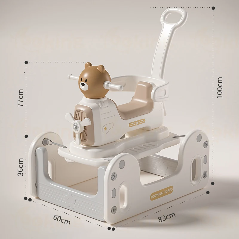 Cartoon 2 In 1 Plastic Multi Function Plastic Rocking Horse For Kids Ride-ons Animal Rider