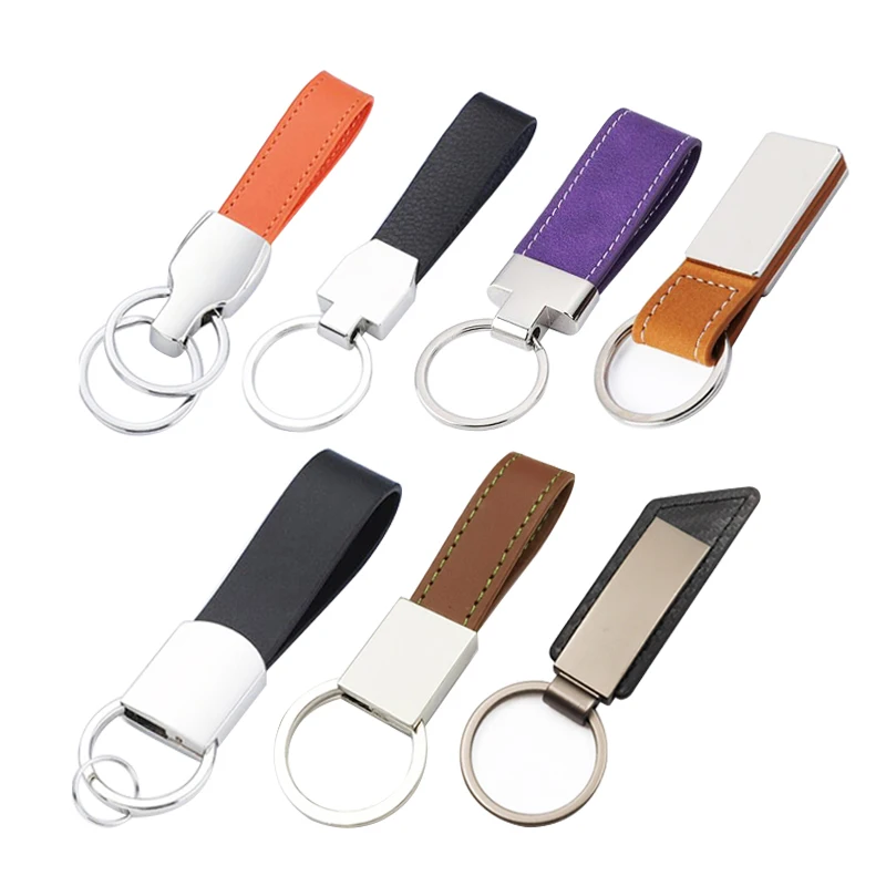 Zhongshan one way cheap wholesale fashion metal custom car logo pu genuine leather customized keychain