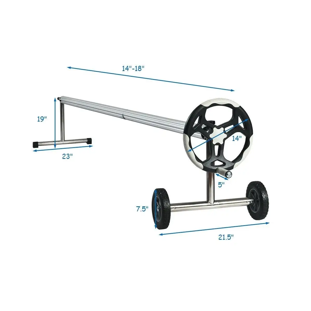 Above ground swimming pool roller cover reel with stainless steel frame aluminum tubes