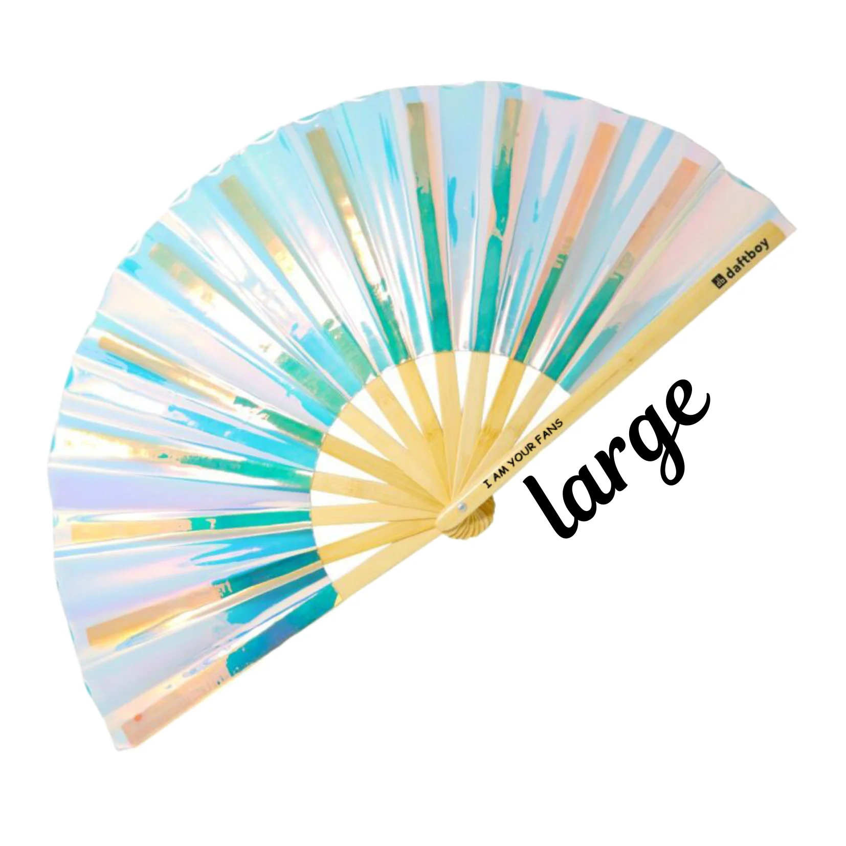 PVC Laser Rave Hand Fan Clack Handheld Fan for Party Large Folding Fan with Bright Color Festival