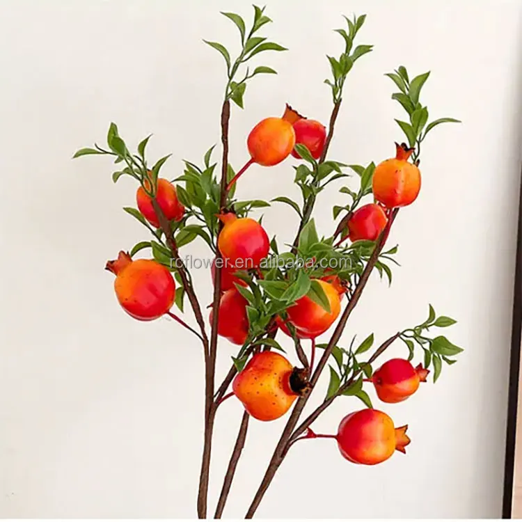 Artificial Pomegranate Fruit Branches Real Touch 6 Heads Wedding Home Christmas Decoration Single Stem Pomegranate