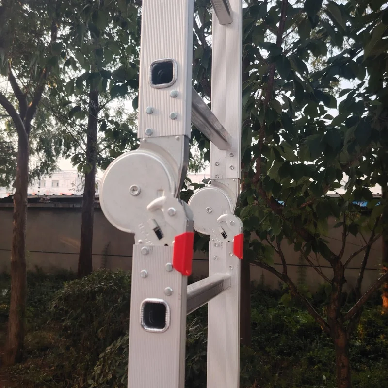 En131 3.45m 4X3step Folding Roof Ladder Aluminium with Big Joint Multiposition Ladder Accessory
