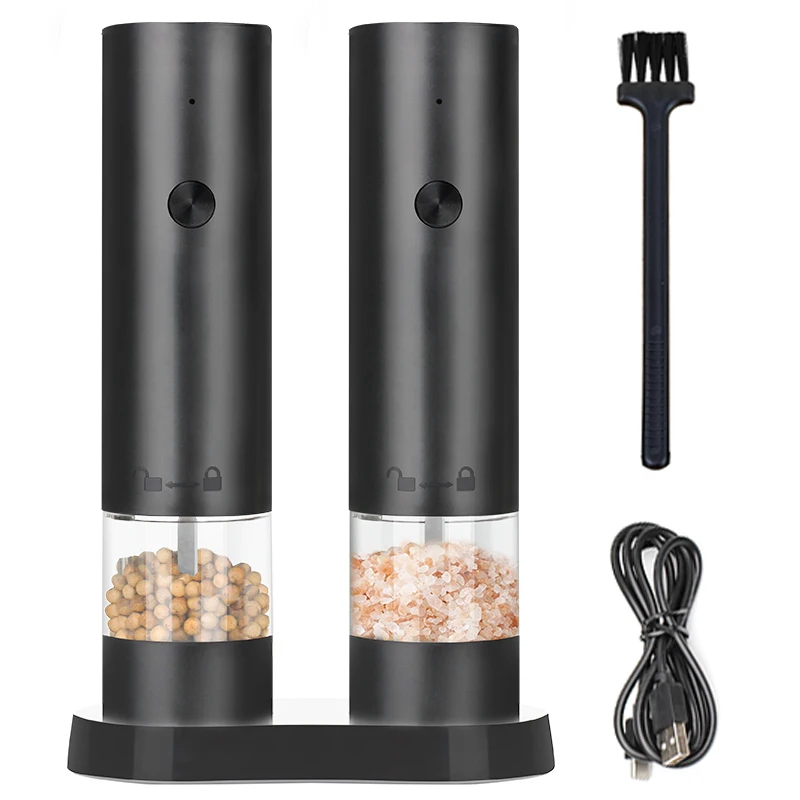 2024 New Designed 2pcs Electric Pepper and Salt Grinders Set With Built-in Lithium Battery USB Charging