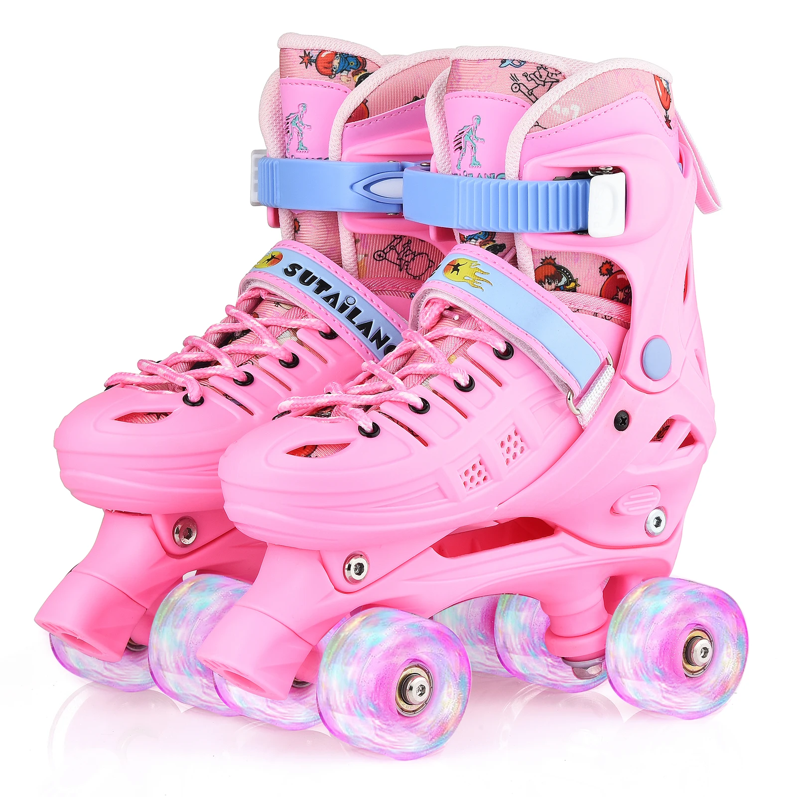 High Quality 4-Wheel Adjustable Inline Roller Skates Flashing Outdoor Skating for Kids
