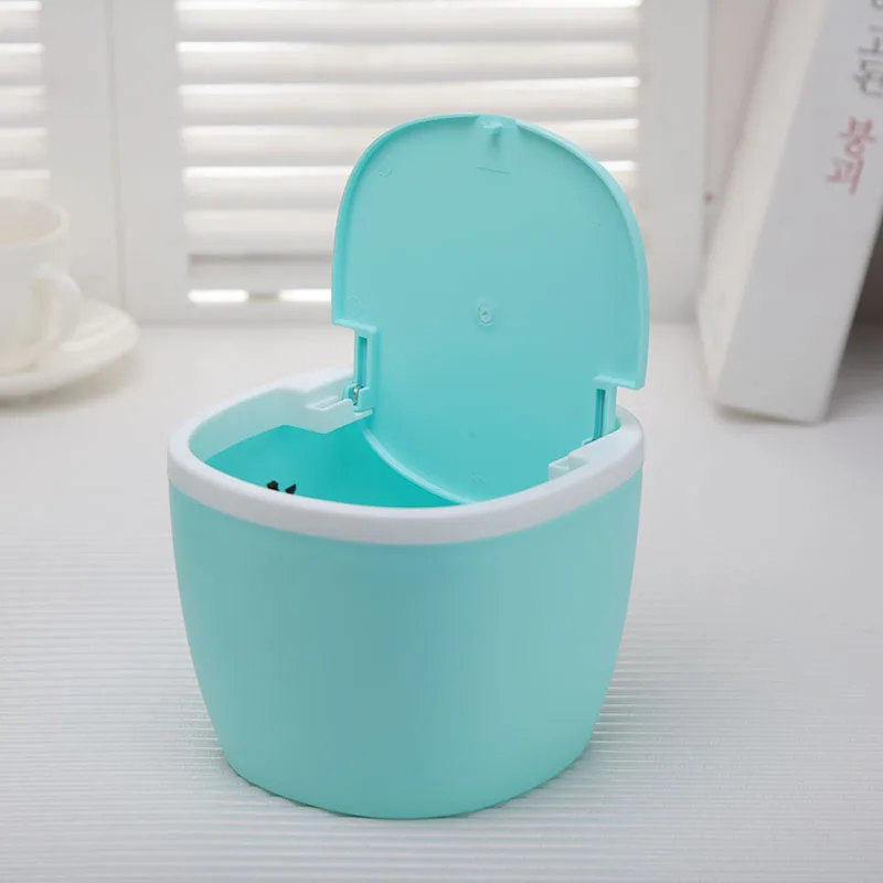 Modern Plastic Mini Trash Can with Lid - Wastebasket for Bathroom Vanity  Desktop Tabletop or Coffee Table