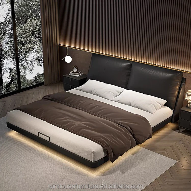 Wholesale queen king leather Upholstered bed king size bed frame bedroom furniture home furniture restaurant furniture