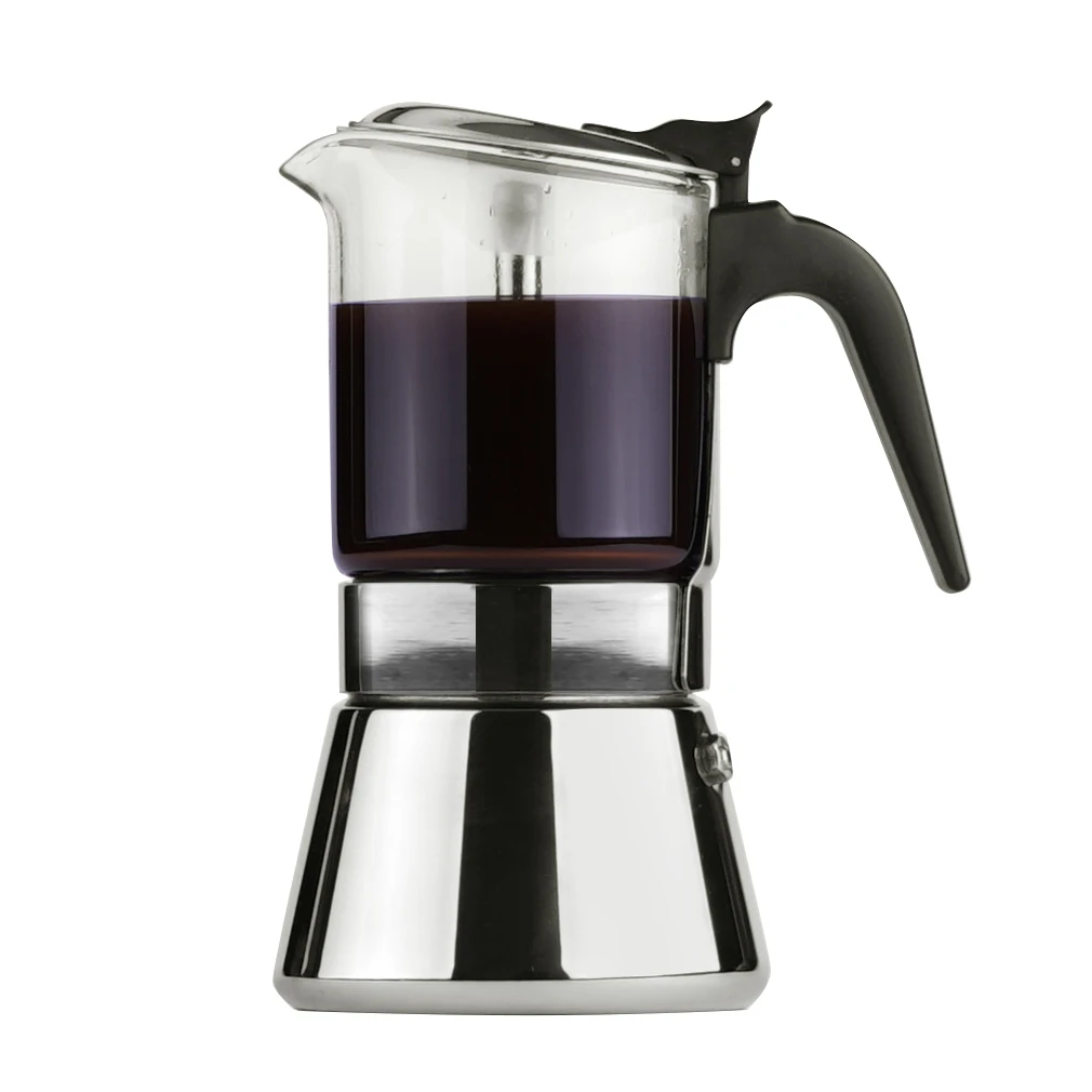 Best Sale Commercial High Borosilicate Glass Stainless Steel Condensed Coffee Moka Pot 240ML