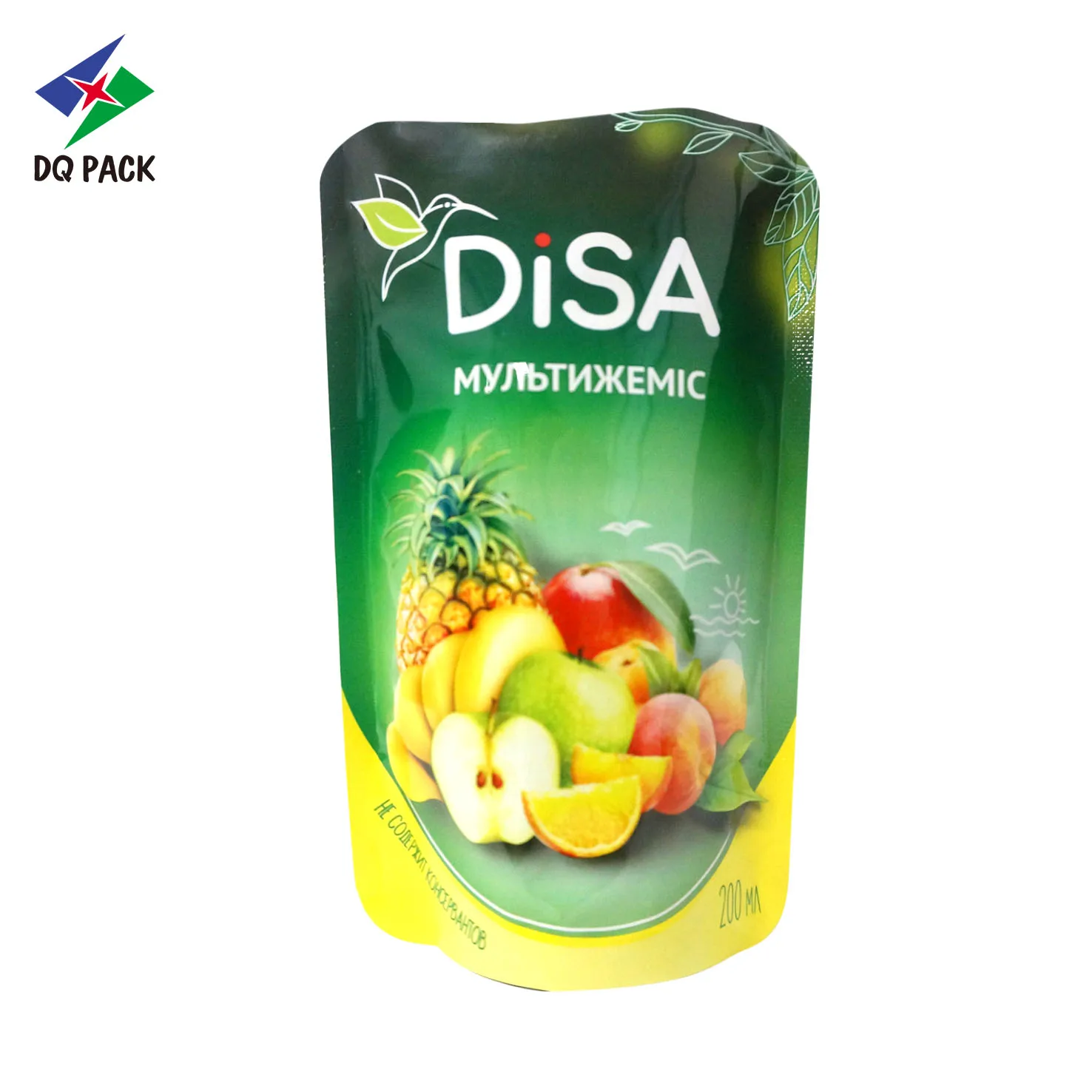 DQ PACK Custom Design Kid Juice Drink Beverage Packaging bag with straw hole