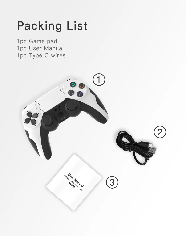 YLW Newest Double Shock  Wireless Custom Video Game Controller For PS4 Games Gamepad