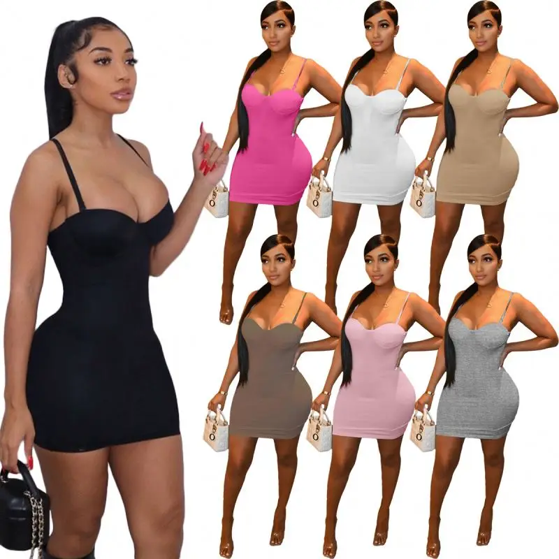 2022 new arrival sexy high quality summer sling sexy low chest suspender high waist bodycone women mini casual dress