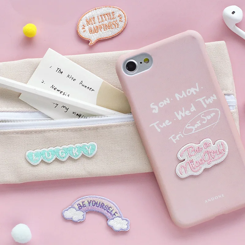 High quality patch wholesale custom embroidered patches cartoon cloud iron on embroidery patches rainbow