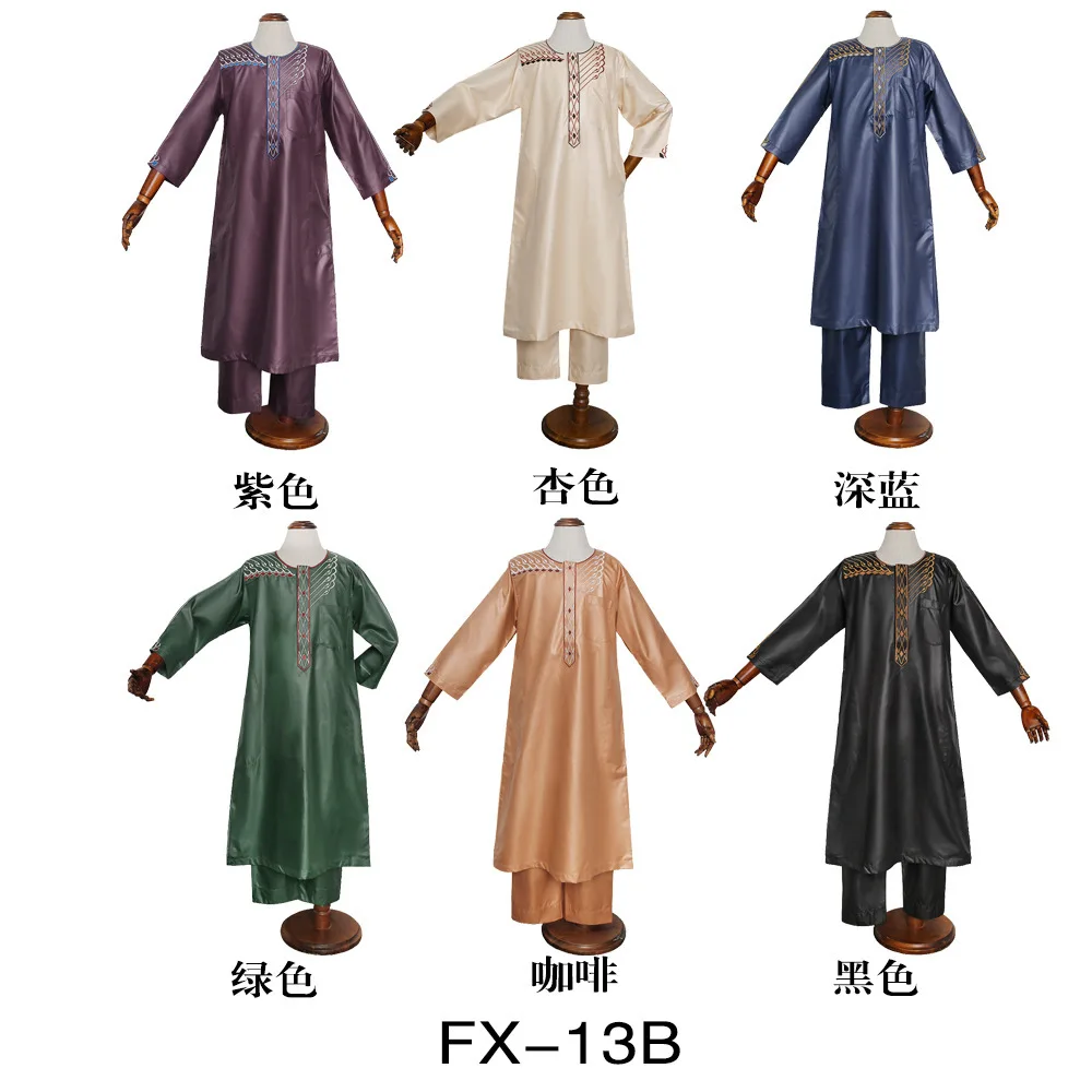 Traditional Islamic Clothing Muslim Boy Thobe Thawb Solid Color Children Abaya Caftan Muslim Thobe For Kids