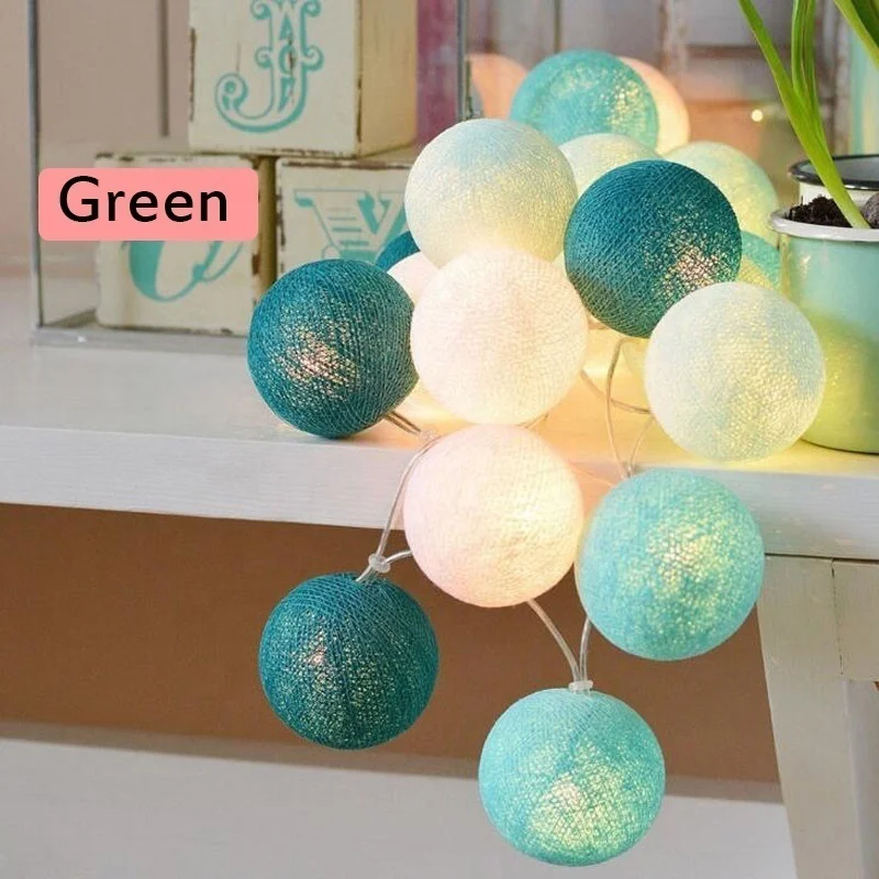 10 LED Cotton Ball Fairy String Lights Battery Operated Colorful Garland Lights for Home Wedding Christmas Party Outdoor Decors