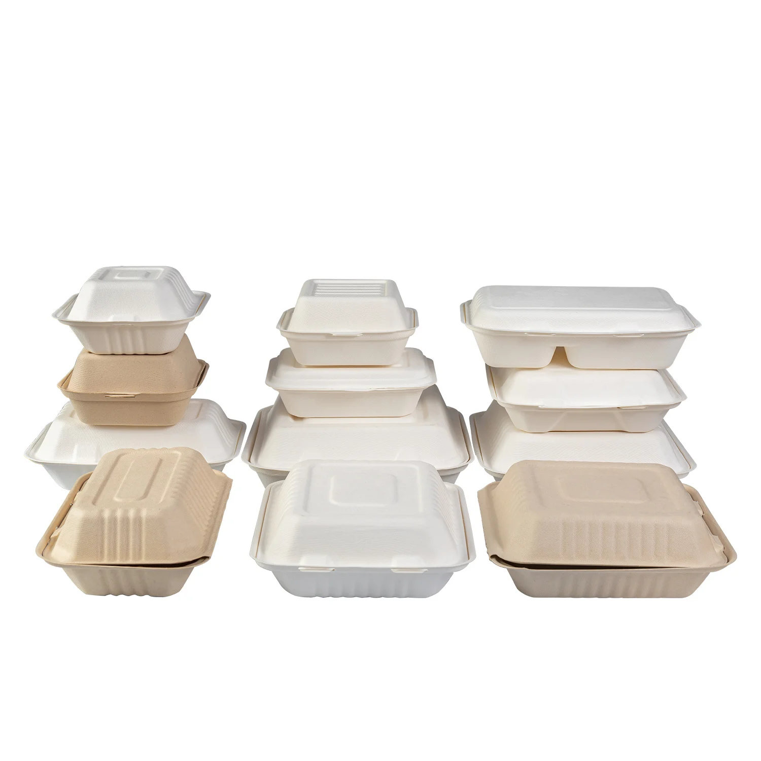 Biodegradable Eco-Friendly takeaway Lunch Box Disposable Sugarcane clamshell Bagasse Food Container