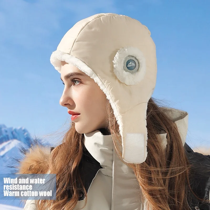 Soft Thicken Wool Ski Hat Men Warm Hats Neck Warm Winter Hat Set for Winter warm Ski Cap