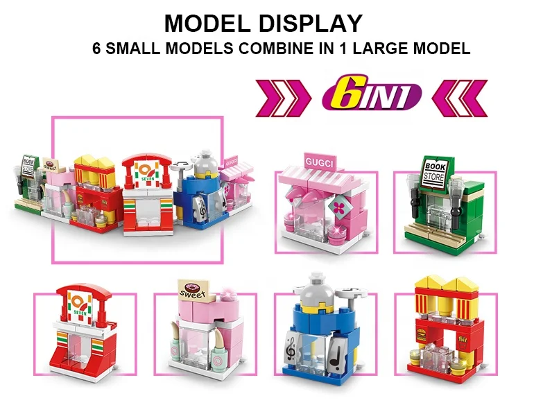 Lele Brother Cheap Gift Toy City Street View Mini Architecture Model Building Blocks