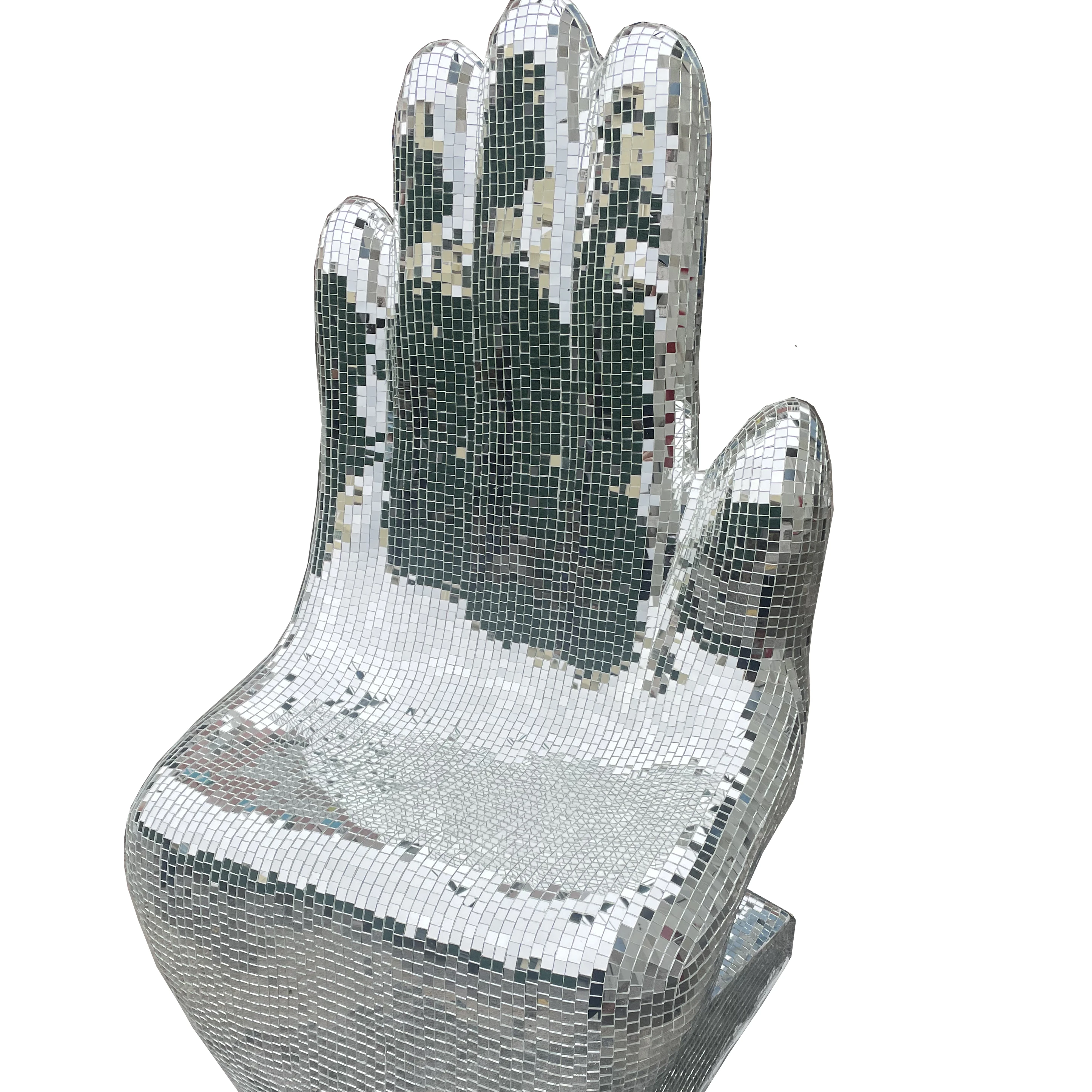 CH-125 Popular Fiberglass Chairs Mirror Design Animal Sculpture Silver Color Home Statue Decoration Fragments Mirror Seat