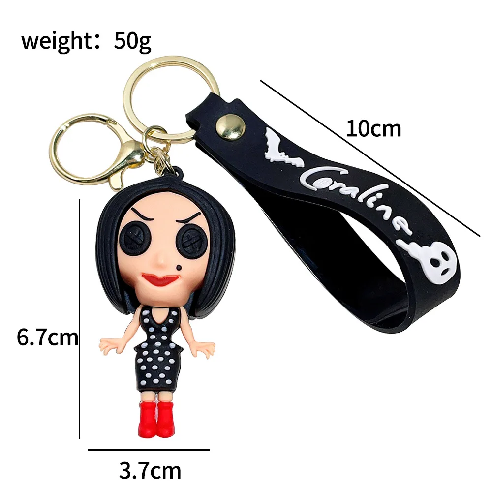 6 Color High Quality horrible Movie Coraline Secret Door PVC mini Figure Rubber Keychain