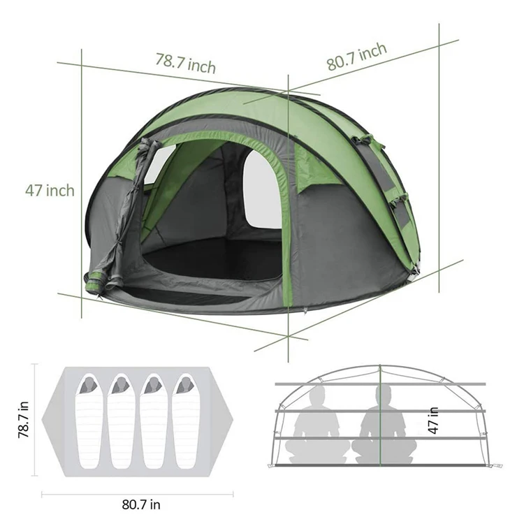Wholesale Prefab Houses OT2202 2-4 Person High Quality Automatic Waterproof Pop Up Outdoor Camping Tent tentes de camping