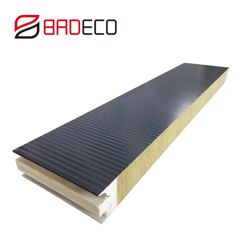 75mm Lightweight Prefab Fire-proof Sound Proof Rock Wool Sandwich Wall Panel for External Wall