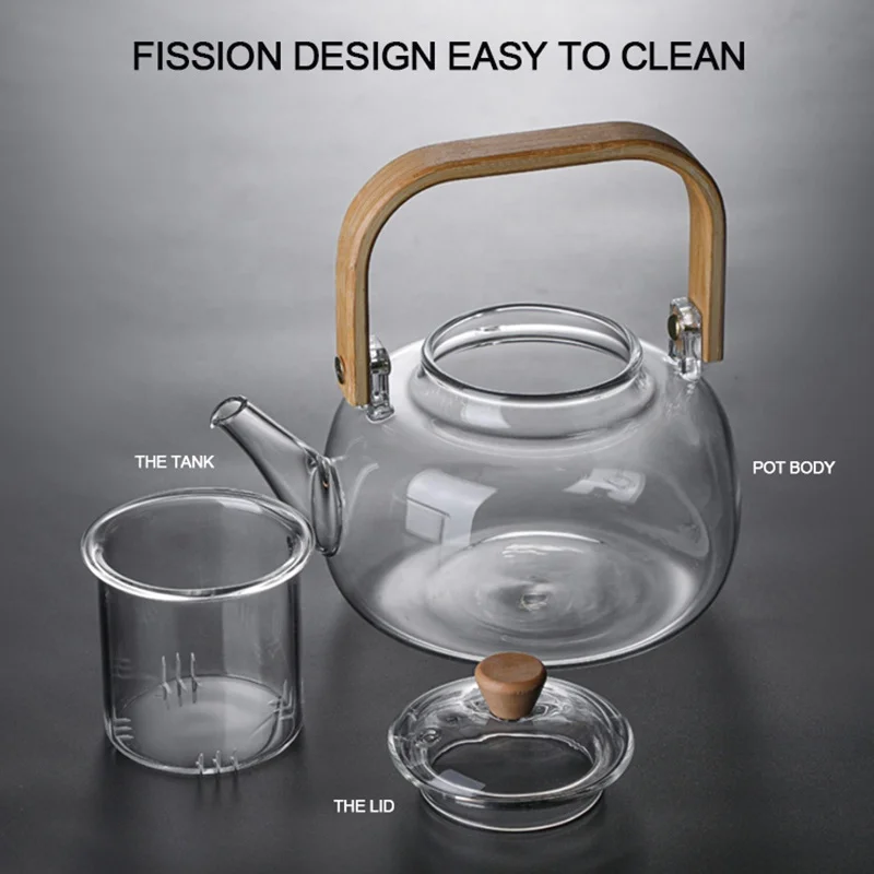 30oz glass Tea Kettle and tea pot Maker Glass Teapot with Removable Loose Tea Infuser Stovetop Safe Glass teapot