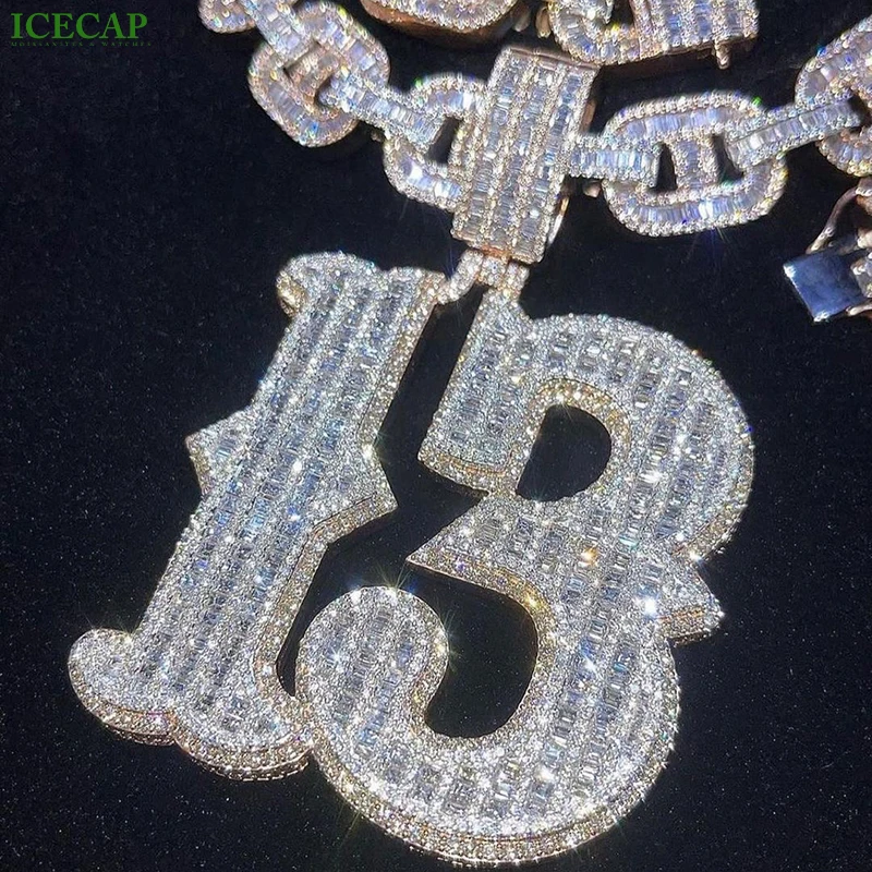 Custom VVS Moissanite Diamond Letter Name Hip Hop Jewelry Iced Out 925 Sterling Silver Logo Rose Gold Charm Pendant