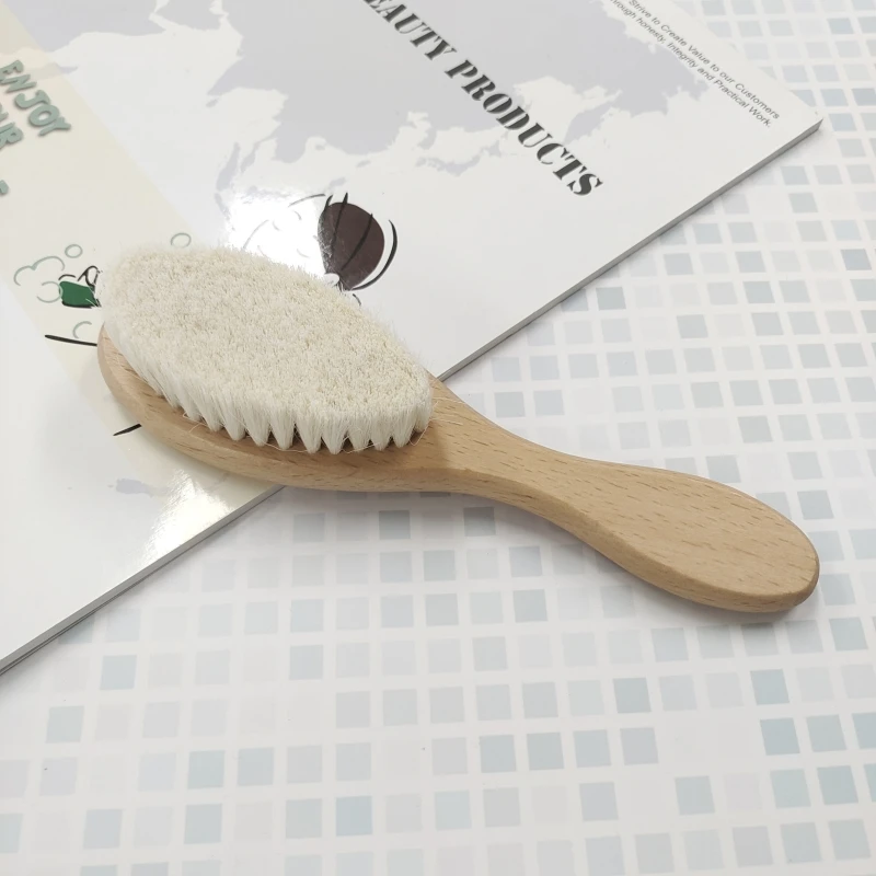Wooden Soft Natural Goat Bristles New Baby Care Pure Natural Wool Baby Wooden Brush Comb Brush Baby Hair brush