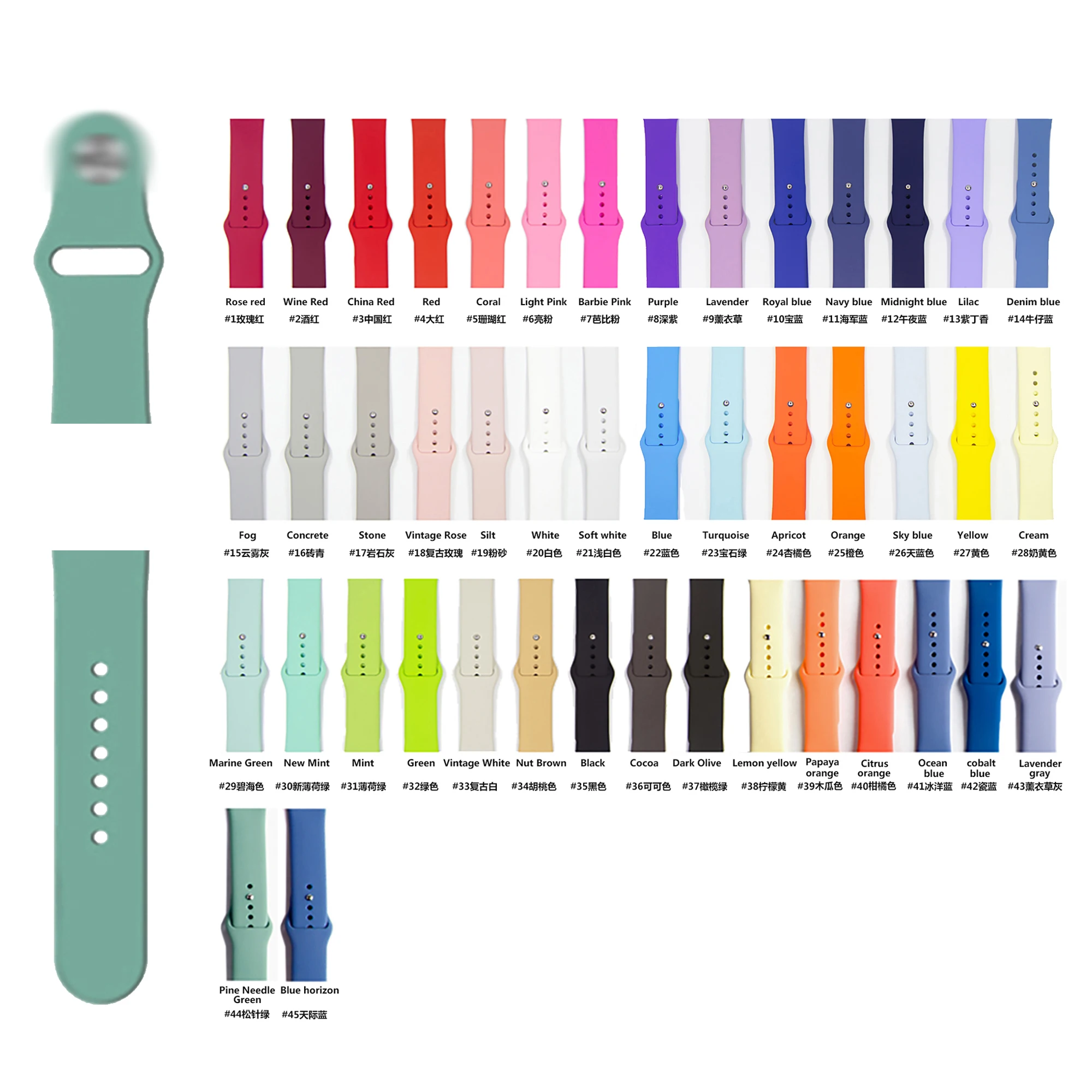 New Soft Sport Silicone Watch Straps for Apple iwatch Watch 38mm 40mm 42mm 44mm silicone watch bands
