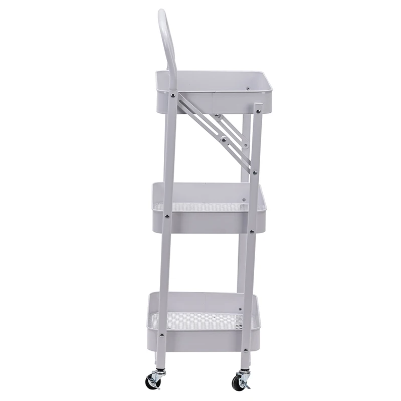 Black Organizer Handling Round 3-Tier Plastic Carts Snack Bedroom Bike Fruit Juice Stand Rolling Cart With Handle