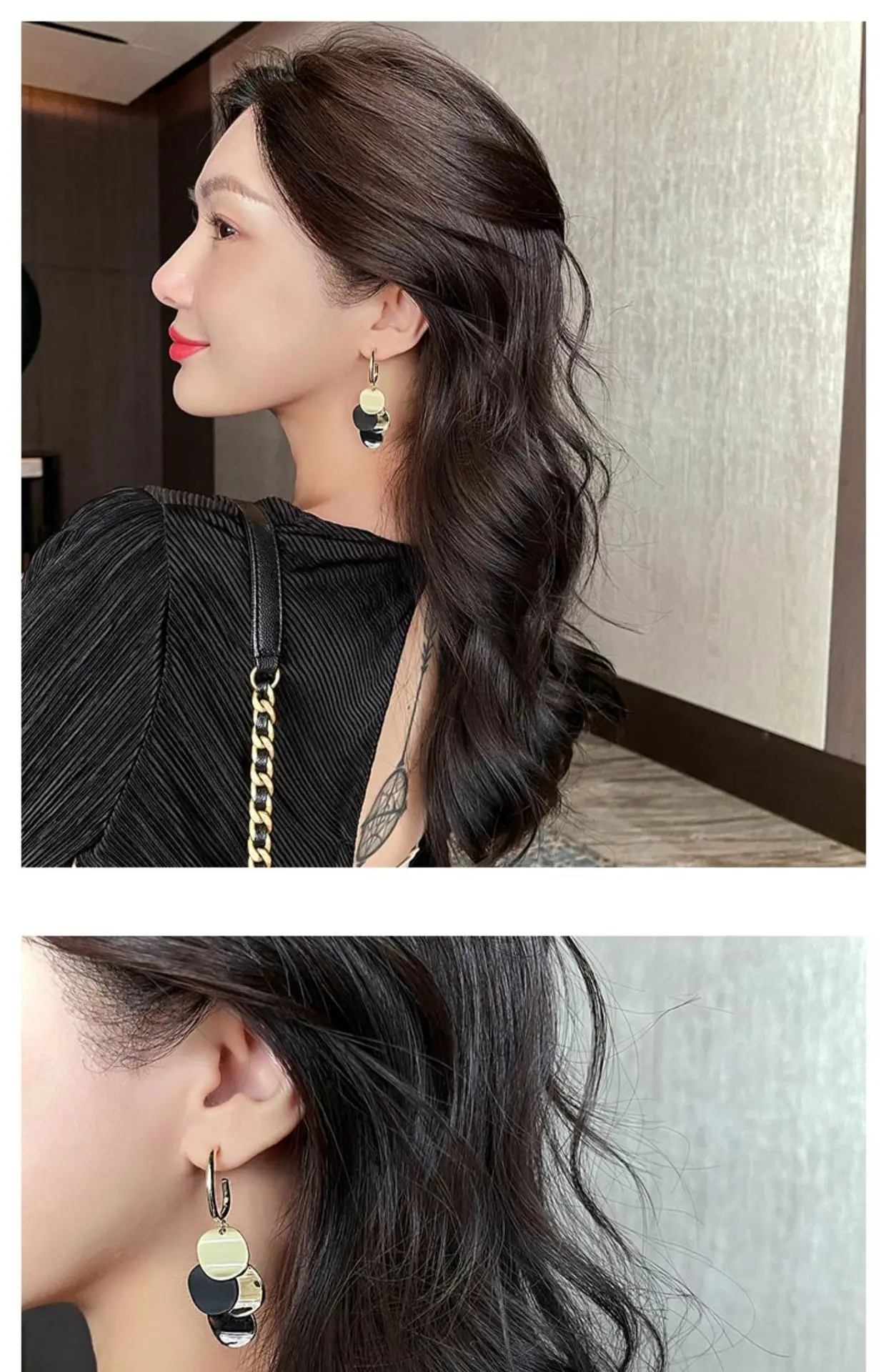 SC Women Retro Hong KONG Style Mixed Color Coin Drop Earrings Luxury Long Metal Disc Tassel Earrings For Party Engagement