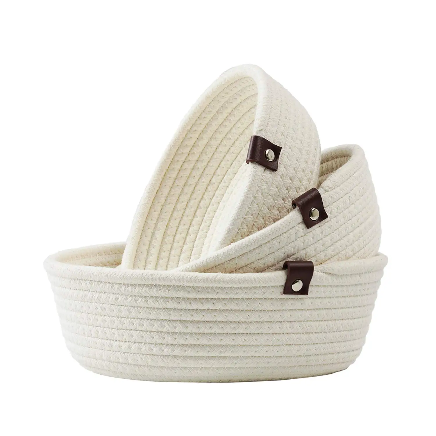 Wholesale Home Small Woven Laundry Storage Hamper Cotton Rope Basket With Handles For Living Room