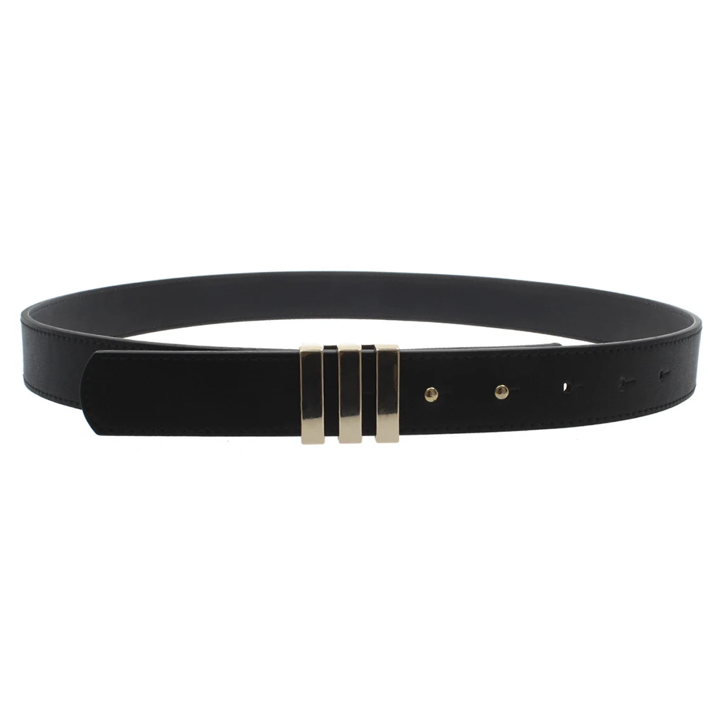 2021 New Popular and Stylish 3 Rings Thin Women Belt Pu Belts for Jeans and Dress Women without Buckle Gold Ladies Belt Female