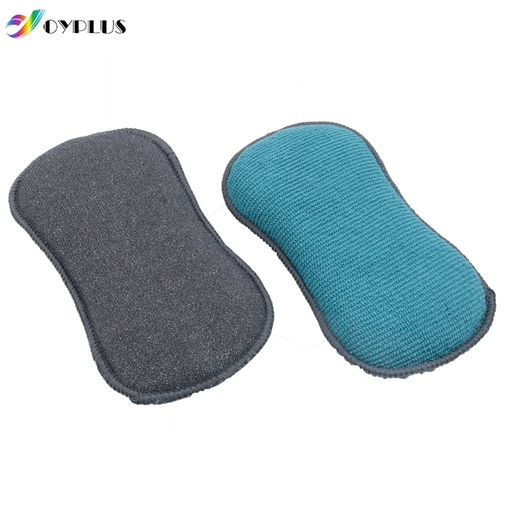 2in1 Microfiber Scourer Dish Sponge Scouring Pad Dishwasher Kitchen Cleaning Sponge