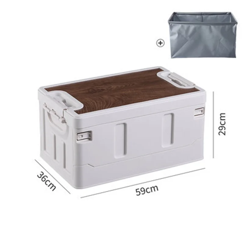 Plastic Folding Multi-function Outdoor Camping Storage Box With Wood Lid Foldable Collapsible Clothes Container Car Organizer