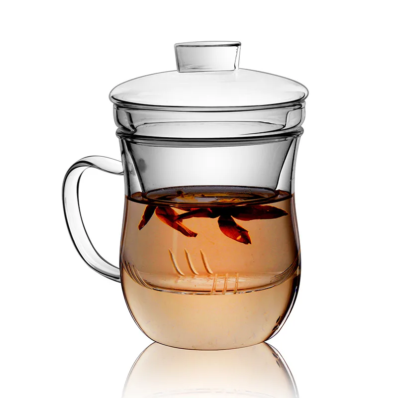 10 oz 300ml Clear Filtrating Tea Maker Mug Glass Tea Cup with Removable Infuser and Lid for Loose Leaf Teabags
