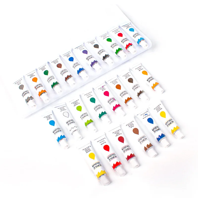 Wholesale 24 Color Aluminum Tube Pigments 12ml Single Bulk Acrylic Watercolor Oil Painting Pigment