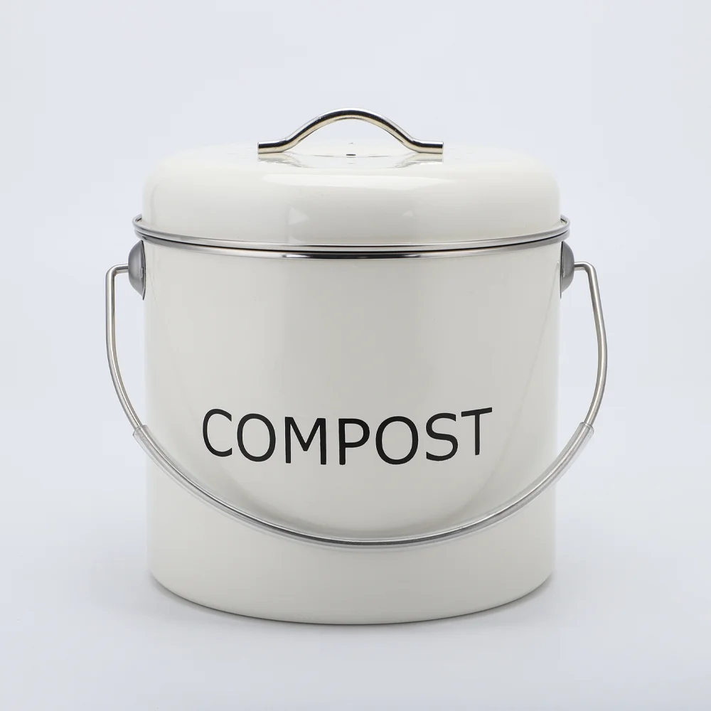 Custom Stainless Steel Compost Pail Kitchen Countertop Garden Trash Bucket Container Pail Compost Bin