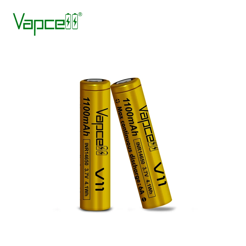 Vapcell original ICR14650 1100mah 6A li ion battery flat / button top 14650 Rechargeable Batteries For Flashlight