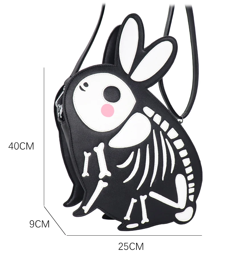 OEM/ODM Anime Bunny Shape Convertible Bags Skeleton Applique Gothic Backpacks