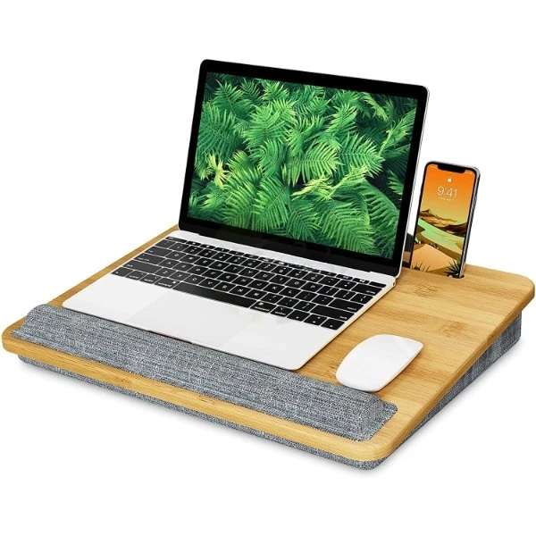 Bamboo Monitor Stand Bamboo Stand for Laptop with Phone Holder Bamboo Computer Riser for Laptop