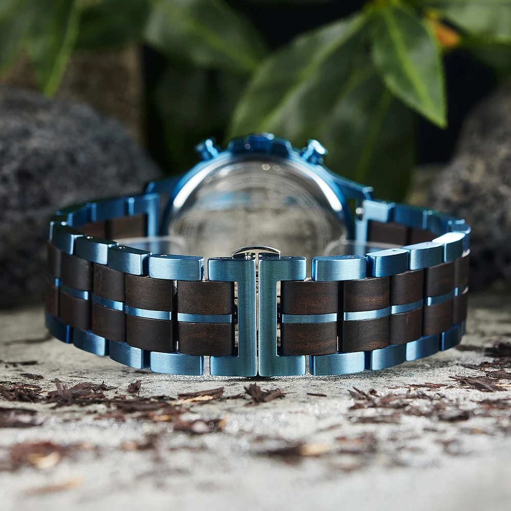 Hot Sales Japan Movement Water resistant Metal and wood strap Sun pattern craftsmanship luminous nail Wholesale gift wood watch