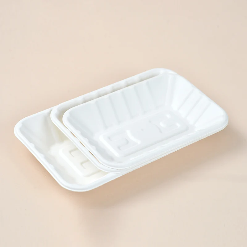 Compostable biodegradable sugar cane bagasse food tray for fruit and vegetable