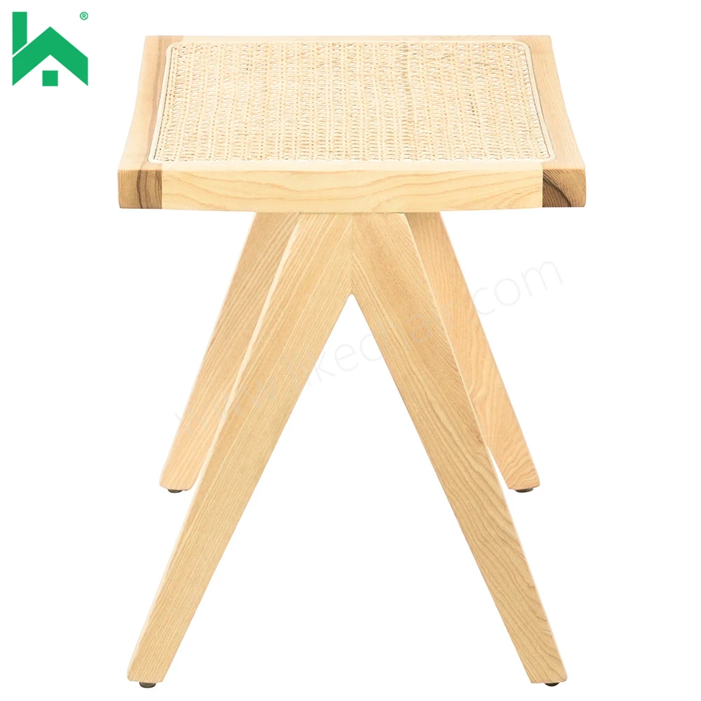European style Curved square beech wood rattan cushion seat home luxury solid wood Mini small desk chair
