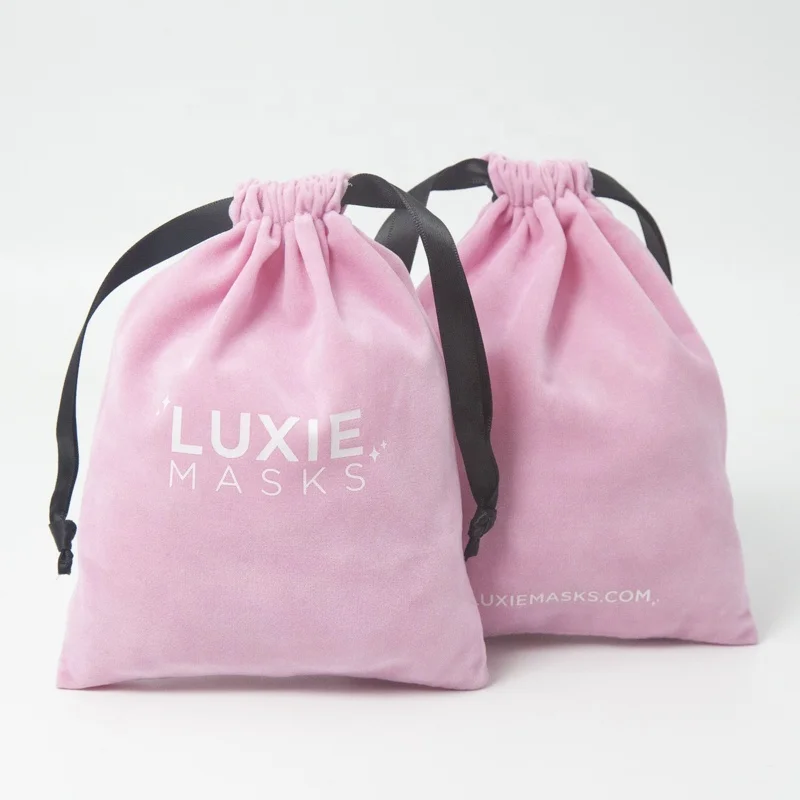 Personalized Gift Velvet Pouch With Ribbon Reusable Custom Logo Velvet Pouch