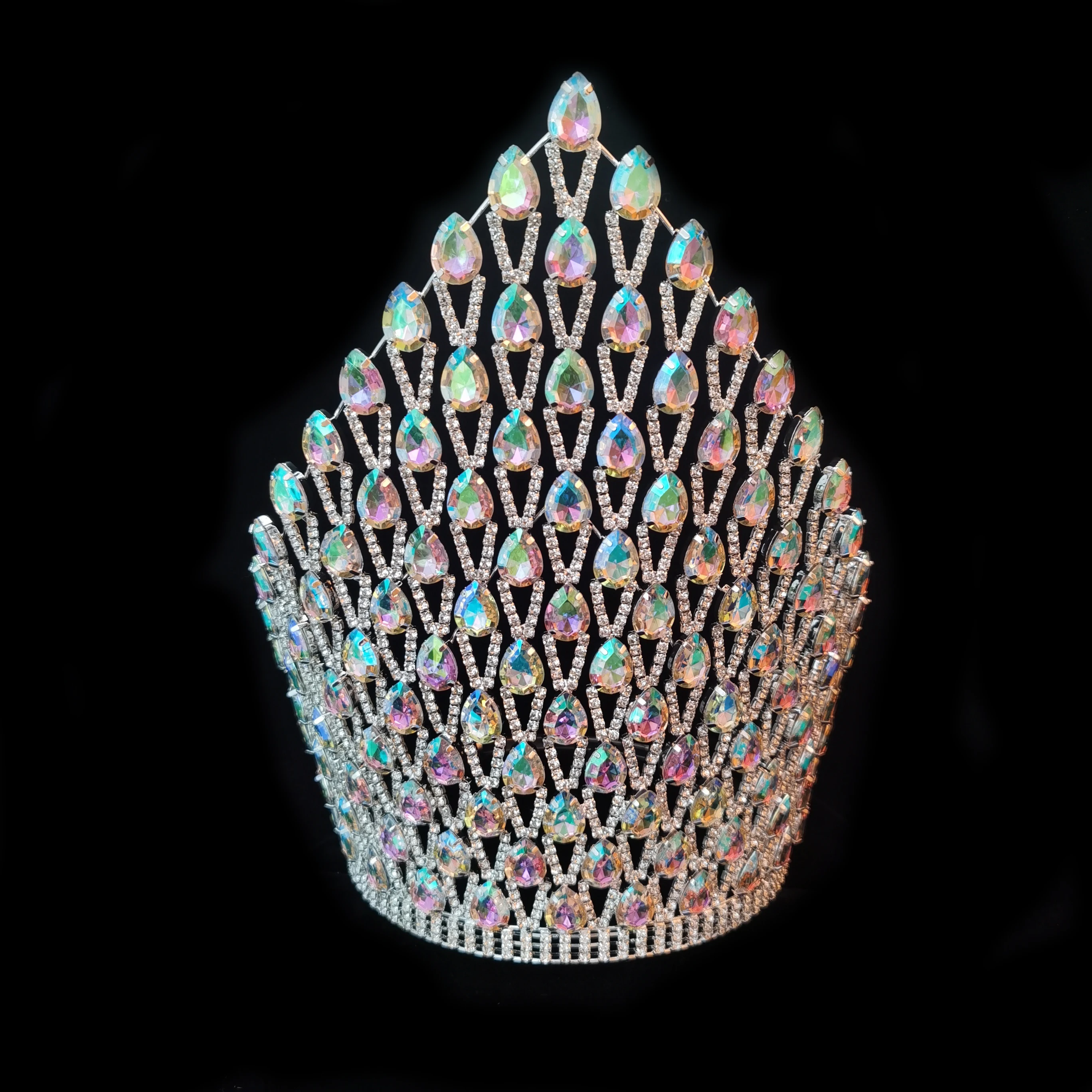 Large Crown Big AB Crystal Pageant Beauty Crown