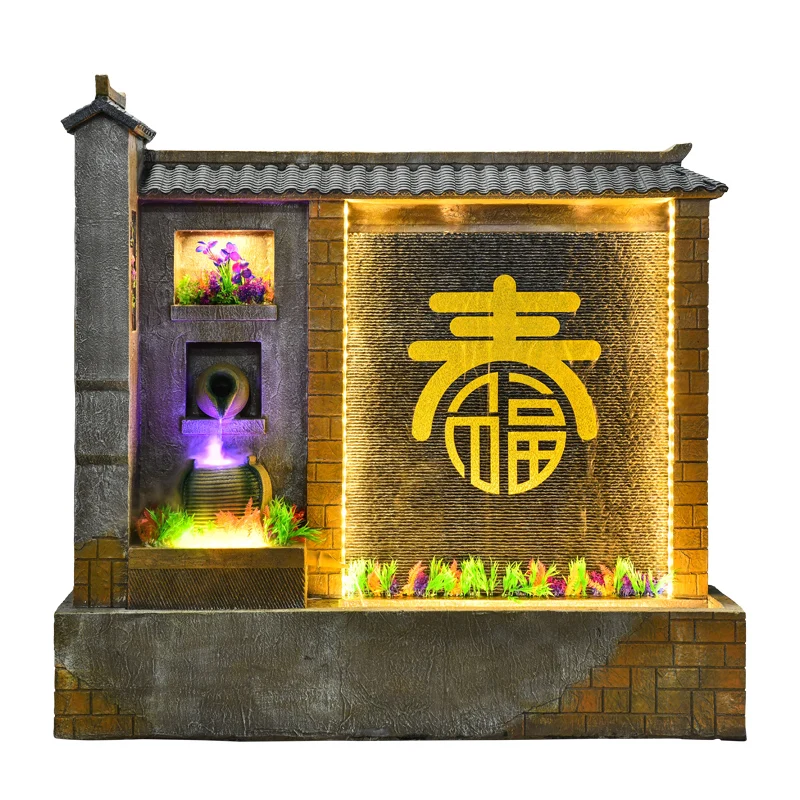 
Fengshui Fishpond Ffice Decorative Wide Water Curtain Waterfall Outdoor Garden Lighting Led Decoration 